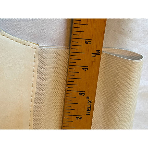 White & Red Ribbon and Lace Stretch Corset 4.5" Wide Belt SIZE L - Picture 5 of 6